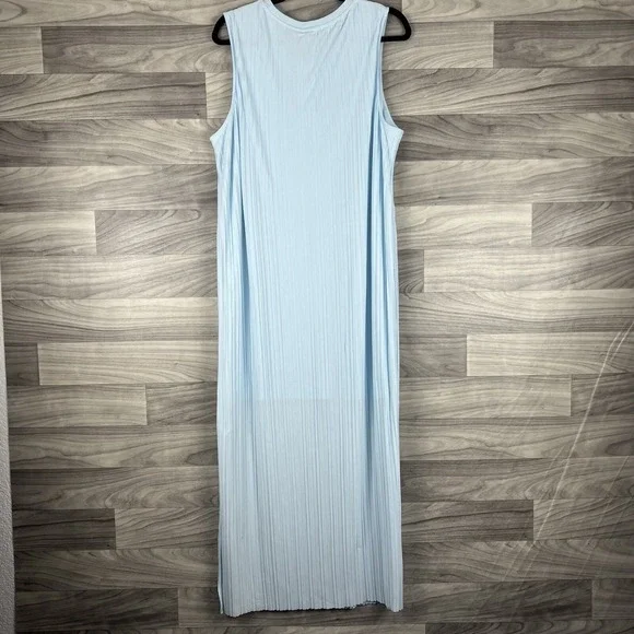 A New Day Maxi Dress Womens Large Blue Ribbed Sleeveless Round Neck Lagenlook - Picture 10 of 15